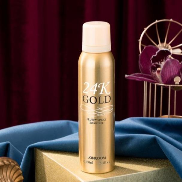 LONKOOM 24K GOLD FLUFFY HAIR SPRAY (TANPA CUCI) 150ML Rambut Bebas Minyak dan Bebas Volume untuk Wanita dan Lelaki Rawatan Penjagaan Rambut Koko long-lasting women and men fragrance floral-fruity perfume