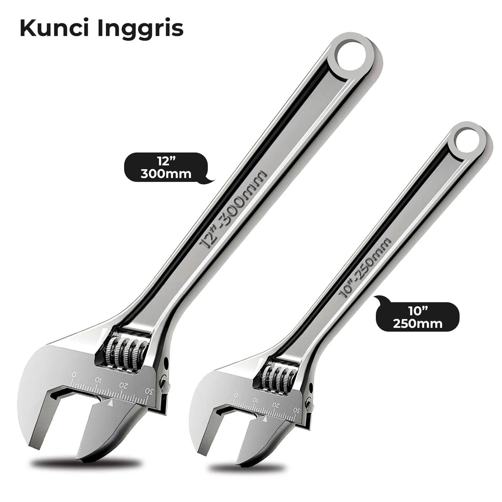 ALLEFIX Kunci Inggris Adjustable Wrench Ukuran 10-12 Inch dengan Rahang Geser Ulir Penyetel - 6729