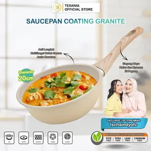 [ISCHAINDYOFC] TEXANIA Saucepan Panci 20cm Wajan Anti Lengket Warna Cream Kitchenware