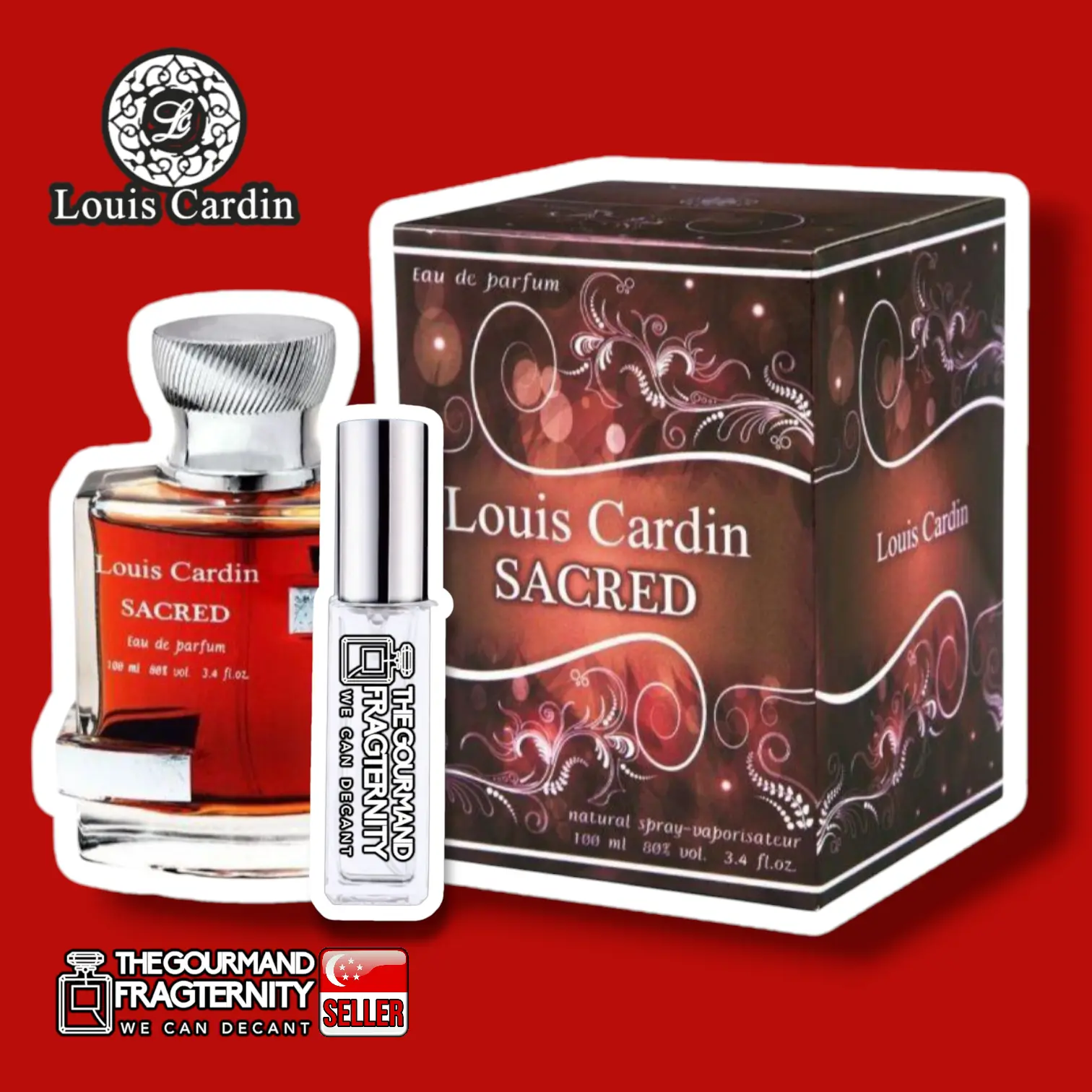 LOUIS CARDIN Sacred Eau de Parfum 100ml (Free Extra 10ml Decant)