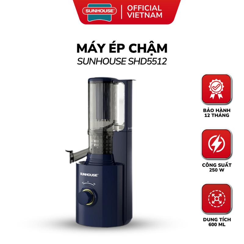 Máy Ép Chậm Sunhouse SHD5512 Công Suất Lớn 250W, Ép Kiệt Bã Các Loại Rau Củ Quả, Bảo Hành 1 Năm