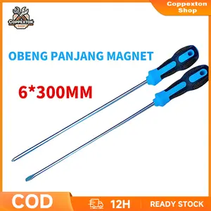 Screwdriver 12 Inch Obeng Magnet - Gagang Karet Minus Plus 6*300mm