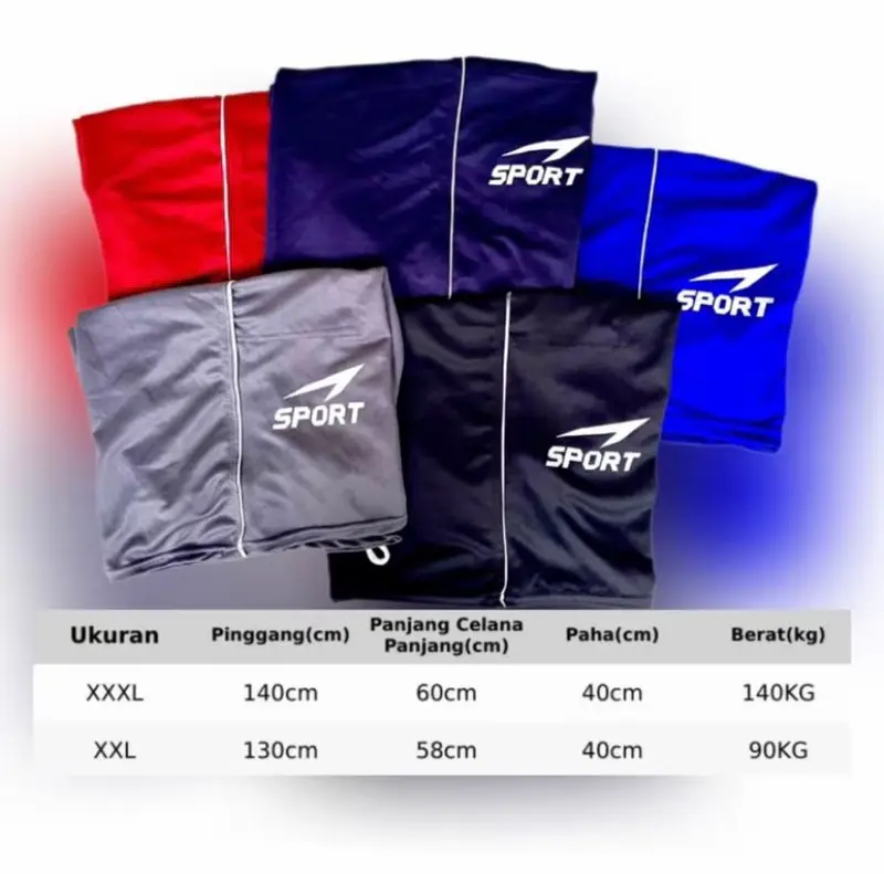 Celana Kolor Big Size Top Jumbo XXL - XXXL Bahan Lotto Tebal Unisex Melar Adem Premium Sport anti-bau cuci kering celana pendek olahraga xl pakaian termal kantong  jogger regular fit cepat kering Pria 4