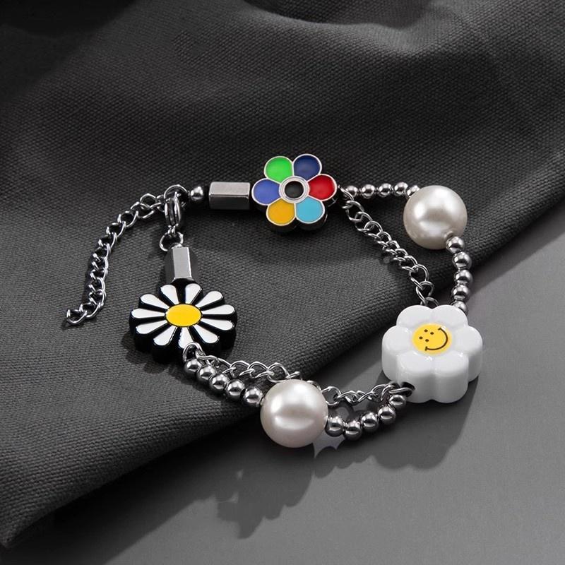 Vòng Tay Mặt Cười, Đính Cườm Hoa, Xu Hướng Thời Trang, Cá Tính Hip-Hop, Phụ Kiện Xu Hướng Cổ Điển