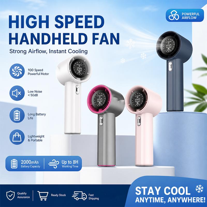 Quạt Cầm Tay Mini S001 Màn LED Sạc tích điện mini 100 tốc độ gió Siêu Cấp