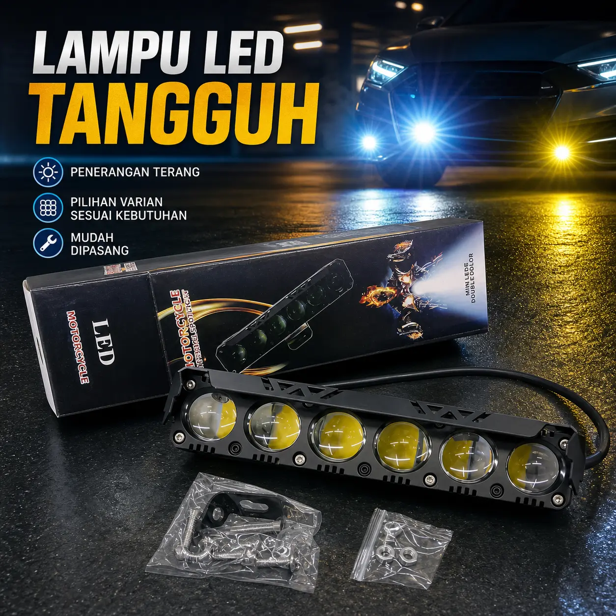 Lampu Kabut LED Motor Mobil H11 Fog Lampu Sorot Tambahan Varian 3-Eye Spot dan 6-Eye Spot