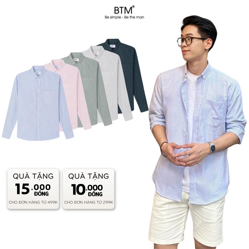 Áo Sơ Mi Kẻ Sọc Nam Dài Tay BTM Vải Oxford Shirt Cúc Cố Định Cổ Button-Down Form Slimfit - 1.451.9