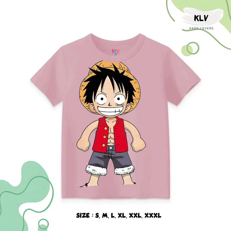 Kaos Anak Unisex Gambar Luffy Grin Distro 30s Sablon 3
