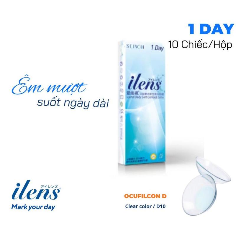 10 chiếc kính áp tròng trong suốt 1 ngày iLens, lens 1 day clear cho mắt nhạy cảm chống tia UV, DIA 14.2mm