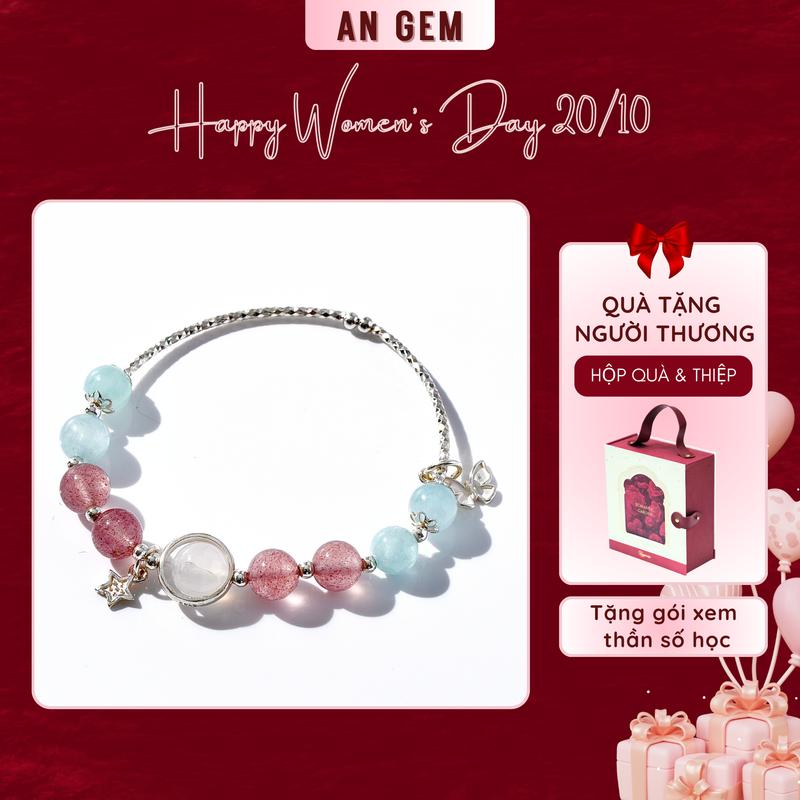 Vòng tay nữ bạc S925 mix đá tự nhiên kèm charm tinh tế An Gem, lắc tay nữ đá năng lượng bạc freesize phụ kiện đeo tay phong thuỷ quà tặng sinh nhật giáng sinh Noel Tết Valentine [TẶNG GÓI XEM THẦN SỐ HỌC]