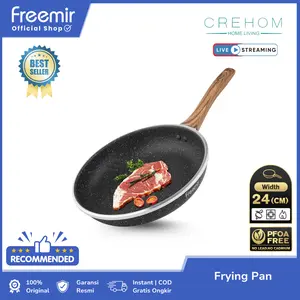 [SPECIAL CREHOM] freemir Wajan 24 Cm Penggorengan Anti Lengket Woody Marble Gagang Kayu