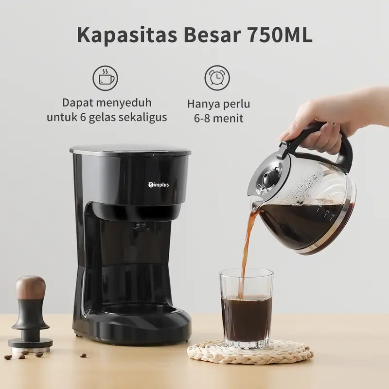 【SUPER PROMO 】SIMPLUS Mesin Kopi Drip Otomatis 750ml /Americano/Vietnam Drip/ Coffee Maker Serbaguna KFJH011 3