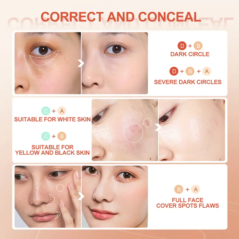 [COD]SACE LADY Bảng Che Khuyết Diểm 4 Màu Không Thấm Nước Che Phủ Toàn Bộ 5.6g 4