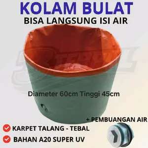Terpal Bulat Kolam Ikan Tanpa Rangka Tinggal Isi Air D60 T45 Diameter 60cm Tinggi 45cm untuk budidaya ikan lele gurame nila