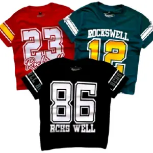 Paket  Random 3 Pcs Kaos anak  Motif baseball Kekinian Sablon Plastisol Kuat Tidak pecah,retak  Luntur saat di cuci .Fashion Anak Atasan Pakaian Oblong Bahan Premium Cotton 30S Model Laki-Laki Trendy & Nyaman Kids