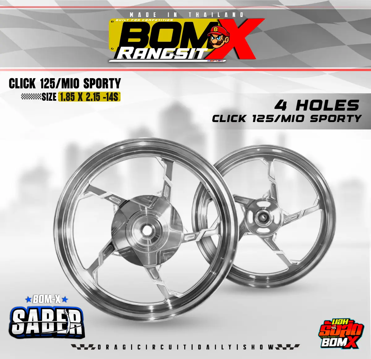 Bom Rangsit BomX Saber Cnc Mags Click 125/150 Aerox V1/V2 Mio 125/M3 ...