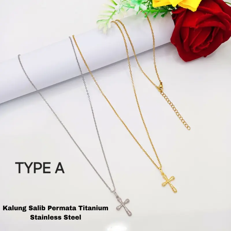 Kalung Titanium Cewek Model Terbaru Gaya Korea kalung  aesthetic Emas Hadiah Silver Wanita 0