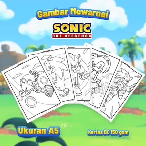 Gambar Mewarnai SONIC Isi 20 Lembar Kertas BC Tebal