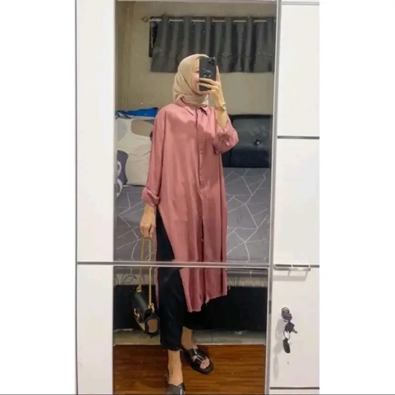 Marsya Dress Tunik Kancing Tangan Panjang Nyaman  Muslim Formal Airflow Atasan Casual 4