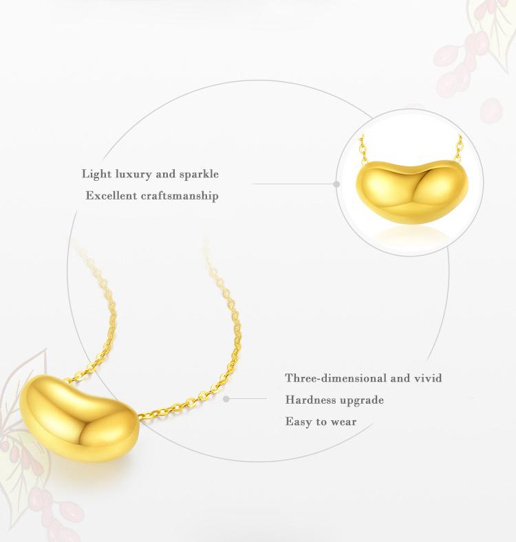 Product Introduction of 【Chow Tai Seng】18K Au750 Gold Bean Beads Minimalist Daily Fashion Jewelry Necklace 2