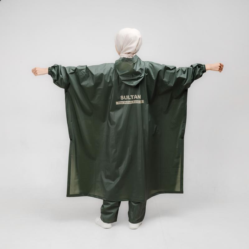 Jas Hujan Motor Ponco  Pria Wanita Model Ponco Kelelawar Tahan Air PVC 25 Anti Rembes Warna Krem HItam Army tahan air sym-black-l Foldable Beige 3