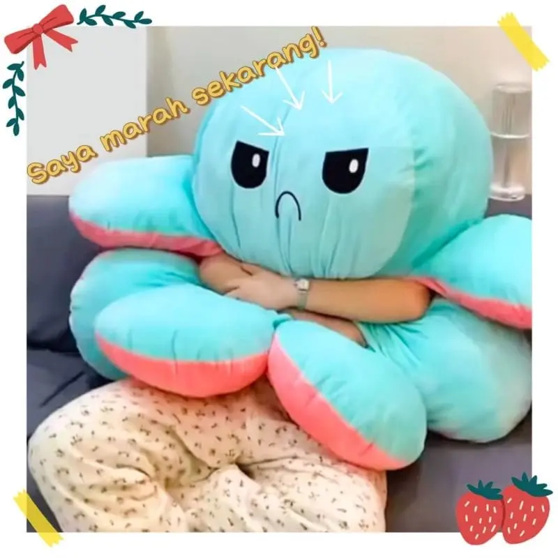 Boneka Gurita Octopus JUMBO Boneka Ubur ubur bolak balik berubah expresi 1