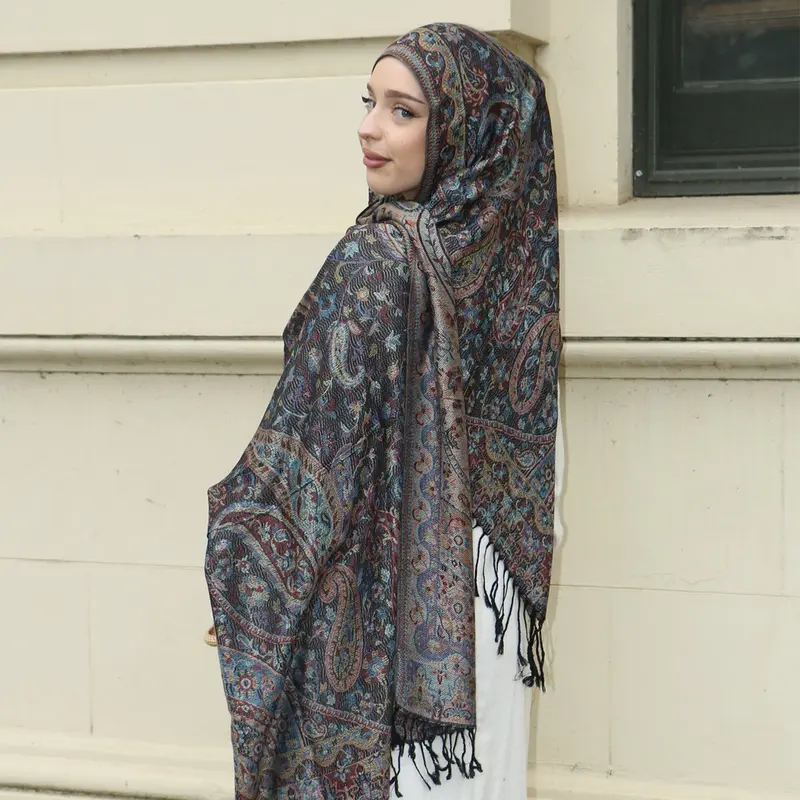 Pashmina Medina Royal Heritage/ Motif Kashmir Eksklusif/ Syal Elzara Motif Timur Size 180*70 cm 0