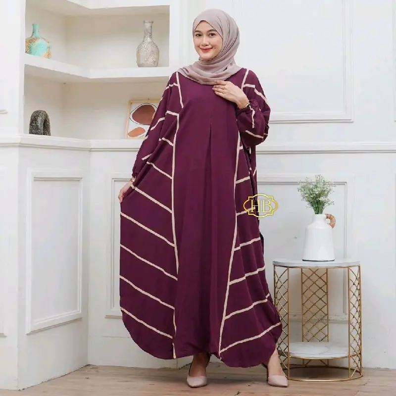 Kaftan Rayon Jumbo Gamis Garis Dress Wanita Salur Busui freindly Bahan Rayon Mewah Formal Panjang viral motif 0