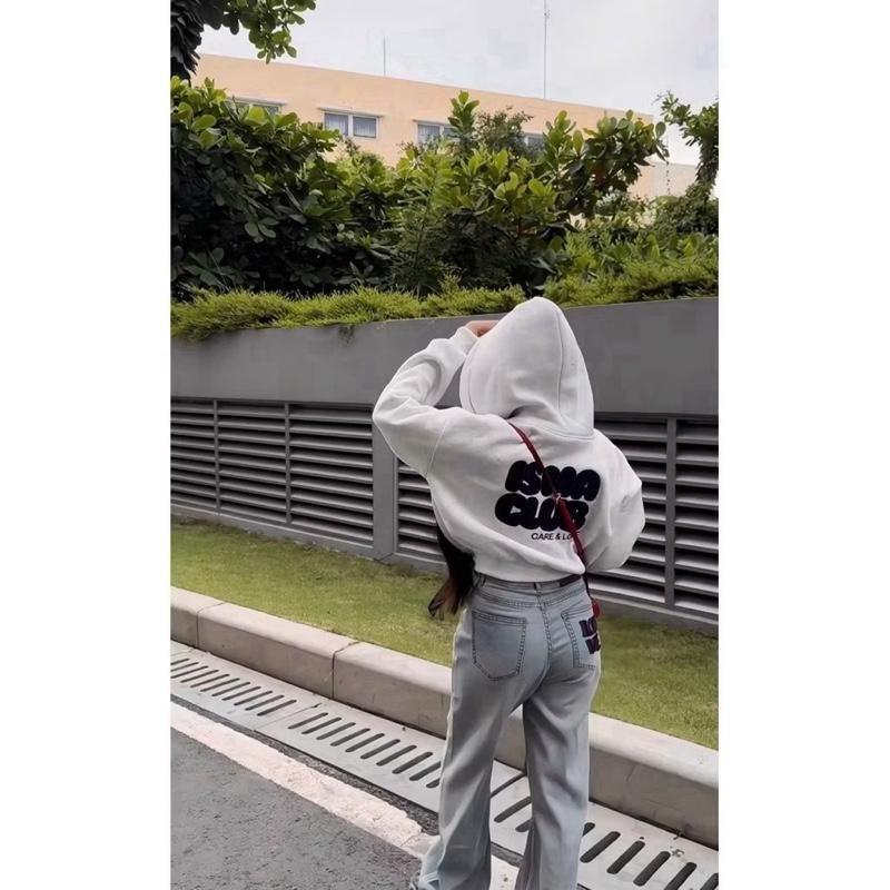  KHOÁC NỈ THÊU CHỮ mũ lớn 2 lớp có dây điều chỉnh dáng lửng BIGSIZE dài áo 58cm 