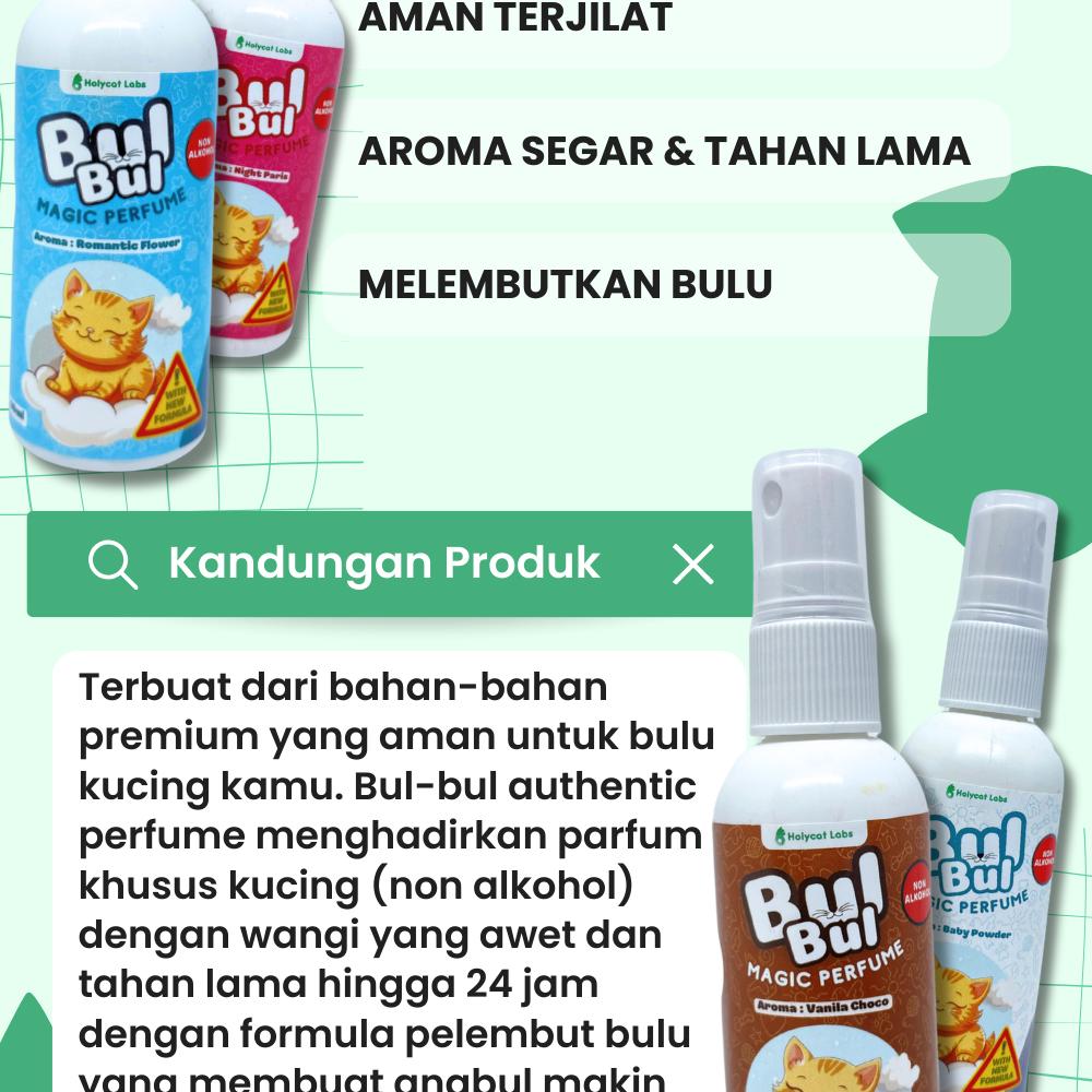 Holycat Parfum Kucing Authentic BUL-BUL Aman Terjilat Non Alkohol Wangi Sepanjang Hari 60 ML