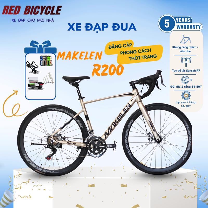  Xe Đạp Đua MAKELEN R200 - Khung Nhôm Bền Đẹp  -Tay Đề Lắc Sensah R7- Tay Cong Thời Thượng 