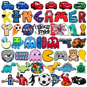 Hot 1PCS Kartun Lucu DIY Permainan Dinosaurus Pola Aksesoris Sepatu PVC Clogs Sepatu Tempelan menghias Sandal Pin Hadiah Anak Laki-laki