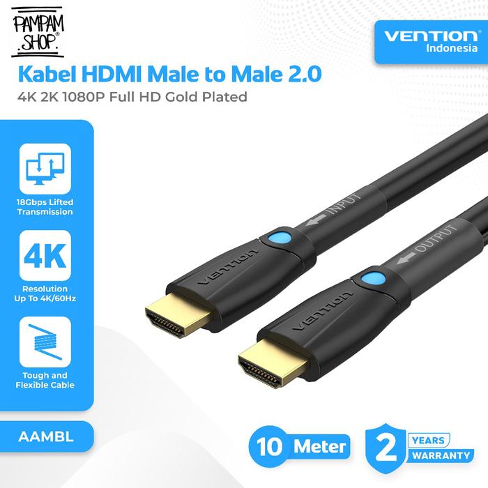 Gambar VENTION AAMBL Kabel HDMI Male to Male 2.0 UHD 4K FHD 60Hz 10 Meter 10M Gold Plated For Structure Cabling Engineering Cable Struktur Bangunan High Definition Multimedia Interface Tanam Dinding dari Pampam Shop Kab. Tangerang Tokopedia