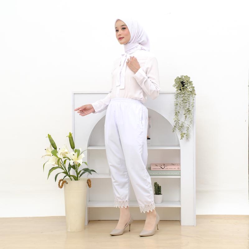 Celana panjang Ihram renda Polos Wanita Bahan Katun Perlengkapan Haji Dan Umroh Muslim 5