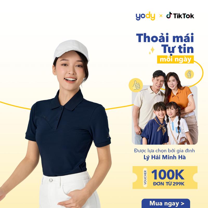 [SALE 20%]YODY Polo Nữ Yody Sport Ponte Roma Run For Health SAN7094