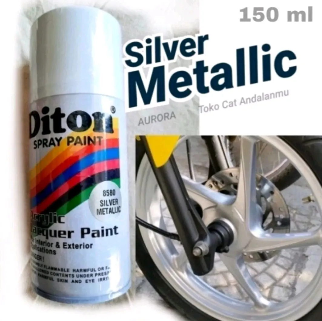 Pilok Pylox Cat Semprot Diton Silver Metallic 8580 Silver Metalik Silver Metalic Silfer Paint 150ml