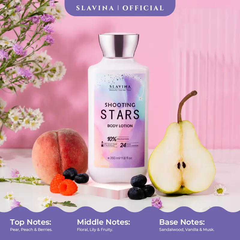 SLAVINA Body Lotion Red Opium + Shooting Stars (Mysterious Girl) by Nagita Slavina - 10% Niacinamide with Serum Burst Glutathione Moisturizing Whitening 3