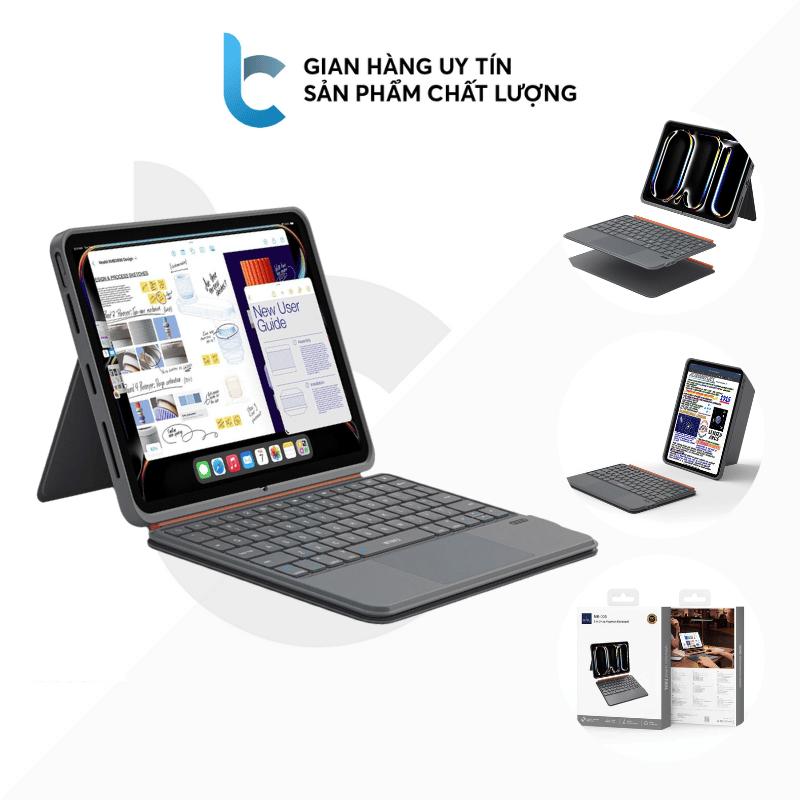 Bao Da Kèm Bàn Phím Trackpad Bluetooth 3in1 Từ Tính Cho iPad MK-005