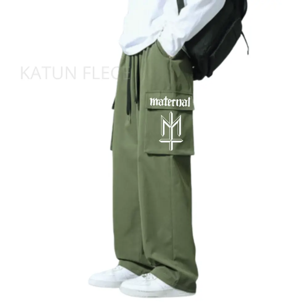 Celana Cargo Panjang Pria Korean Style Santai Casual Pants Regular Straight Loose Fit Hijau Army - Baggy, Basic