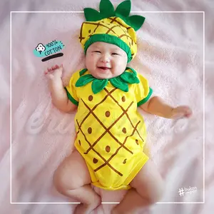 Ermon Baby - Jumper Bayi Laki Laki Perempuan Jumper Baby Cowok Cewek Lucu Buah Nanas + Topi Usia 0 - 12 Bulan