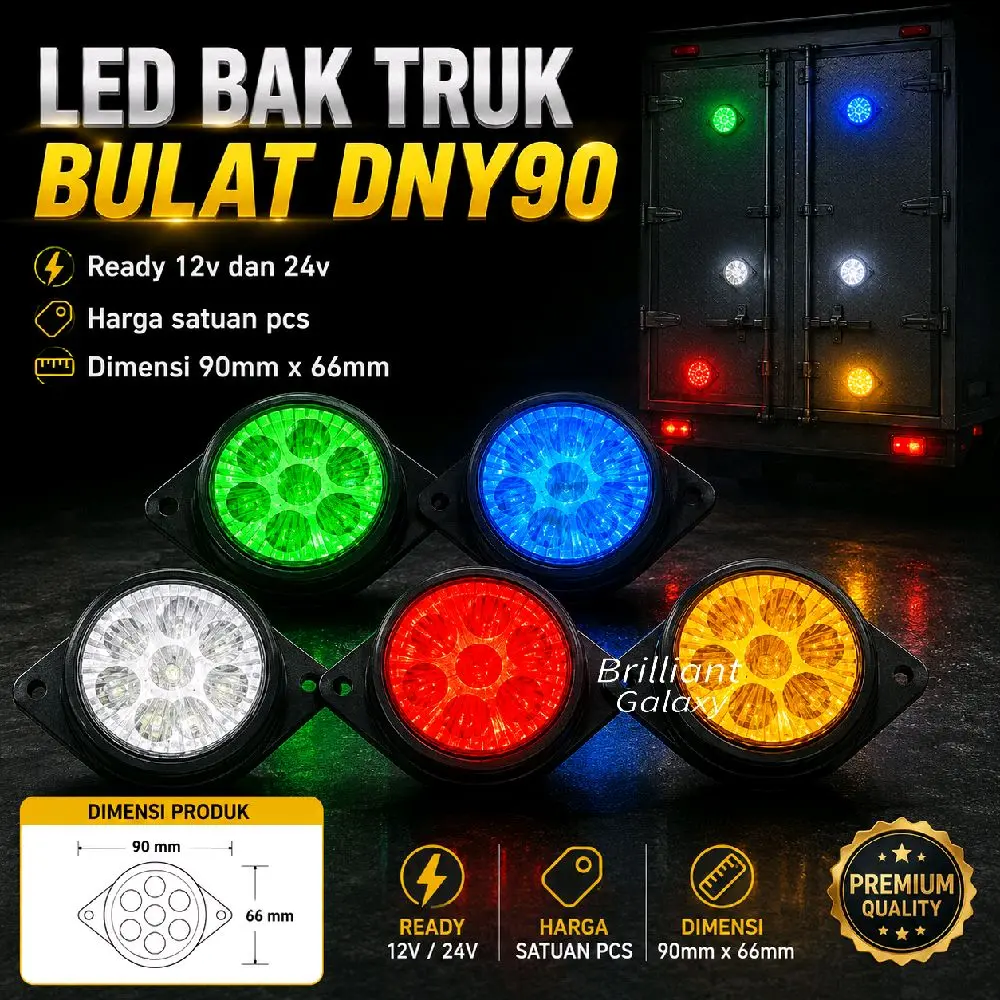 Led Bak Truk Universal Bulat - Dny90 / Dny 90 - 12v / 24v
