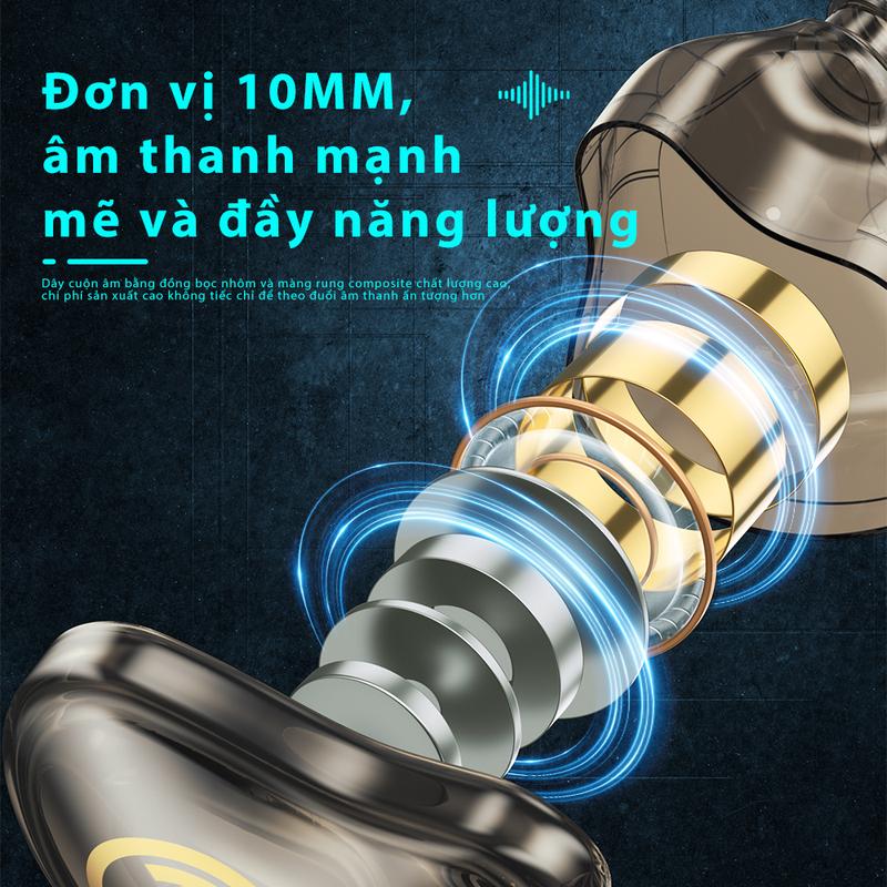 Tai nghe dây nhét tai WEKOME YC08 ssgaming tích hợp micro, cản tiếng ồn điều chỉnh âm thanh Trong Suốt BH chính hãng 4