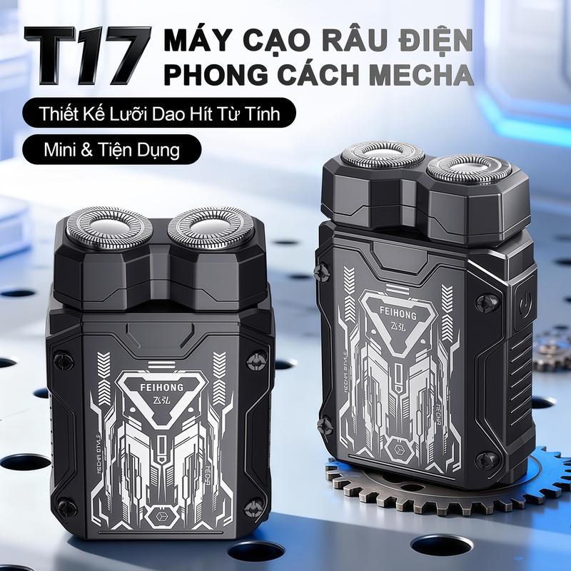 KY T17 Máy Cạo Râu Phong Cách Cyber Mecha Mini,Máy Cạo Râu 2 Đầu Hút Từ, Đầu…