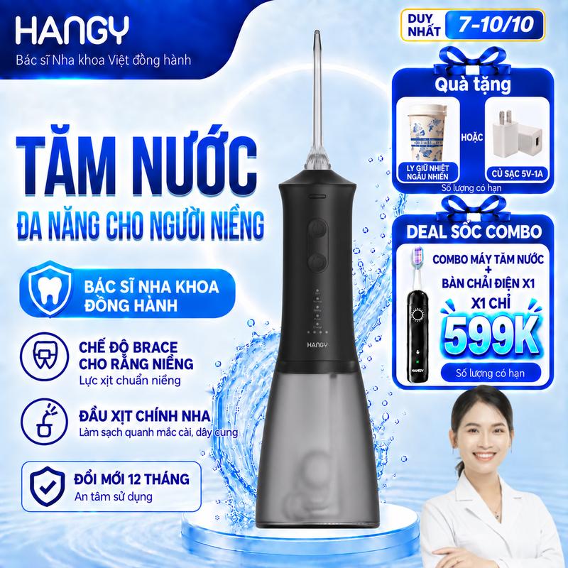 Máy tăm nước HANGY HN26 / HG23 Pro Làm sạch kẽ răng chuẩn nha khoa cho răng niềng