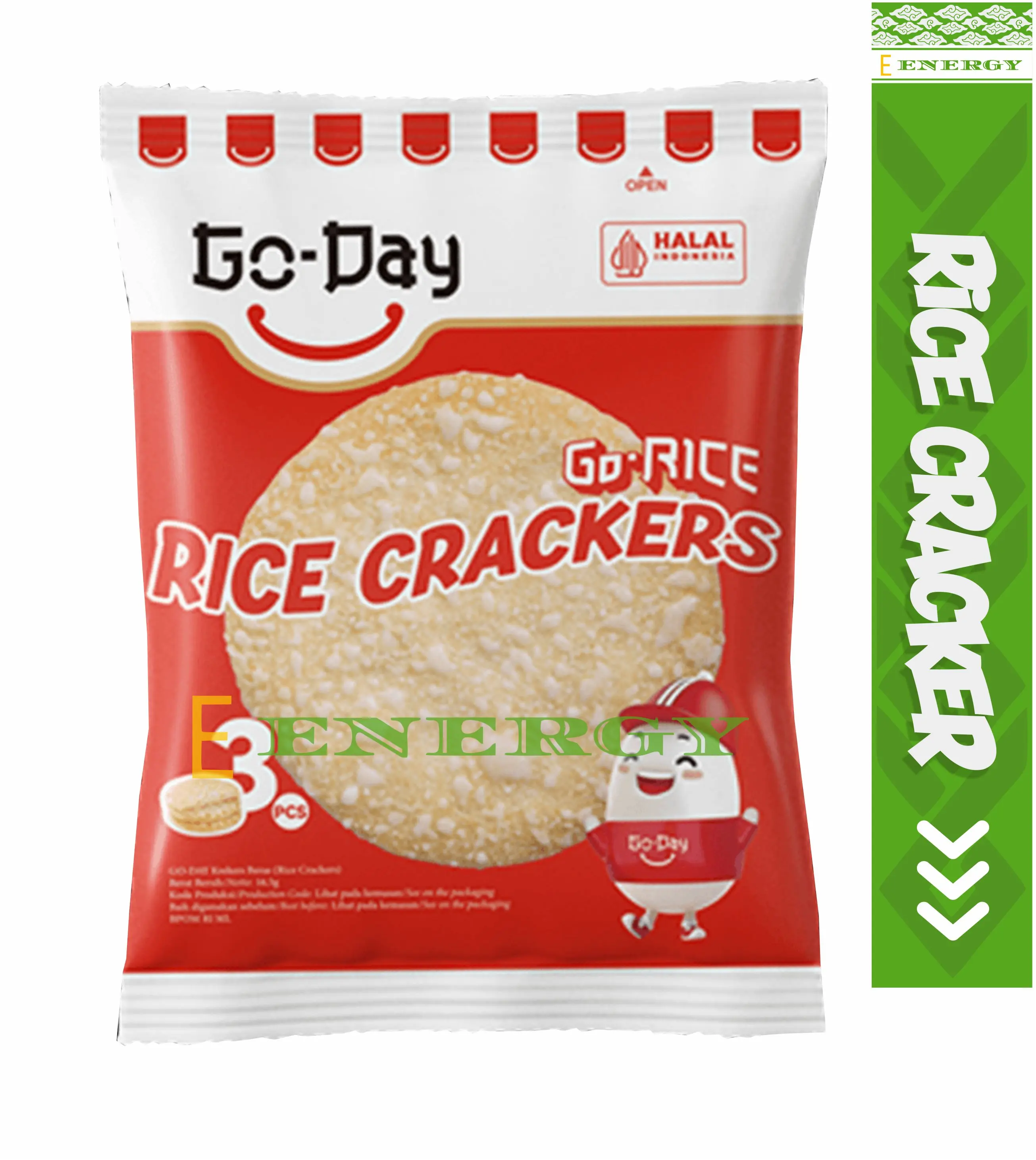 Go-Day Rice Crackers-Kue Beras Salju Cemilan Lezat dan Halal Snacks Food. 13pcs / 20pcs / 40pcs