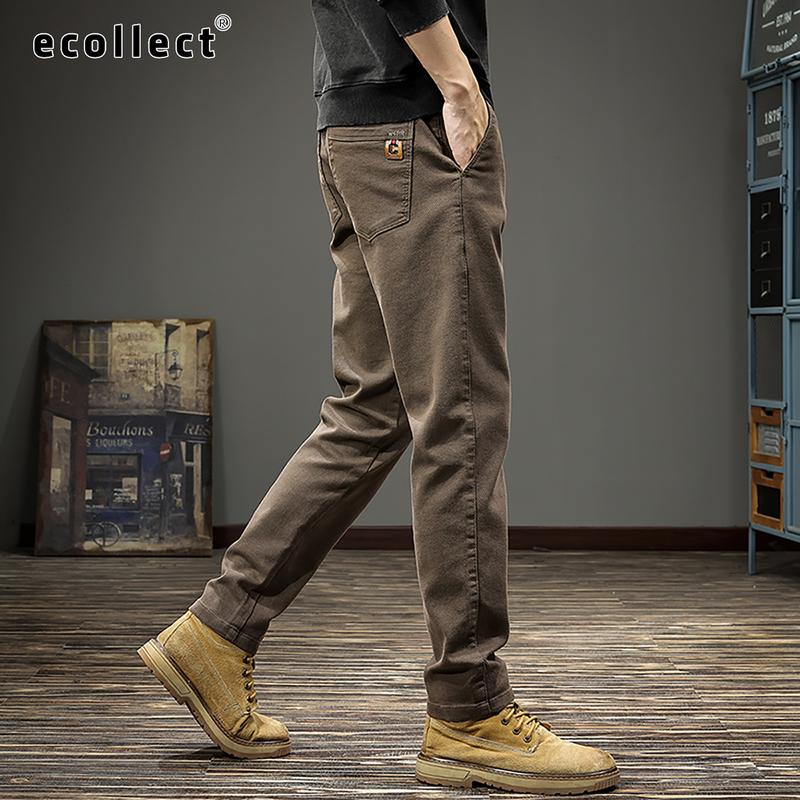 Quần dài kaki denim nam ECOLLECT QD20 - Ống đứng thẳng, Co Giãn Thoải Mái, Phong Cách Thời Trang Công Sở 2025