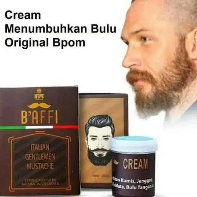 BAFFI CREAM ORIGINAL BPOM PENUMBUH KUMIS , JENGGOT , DLL / BAFFI GENTLEMEN MUSTACHE BPOM