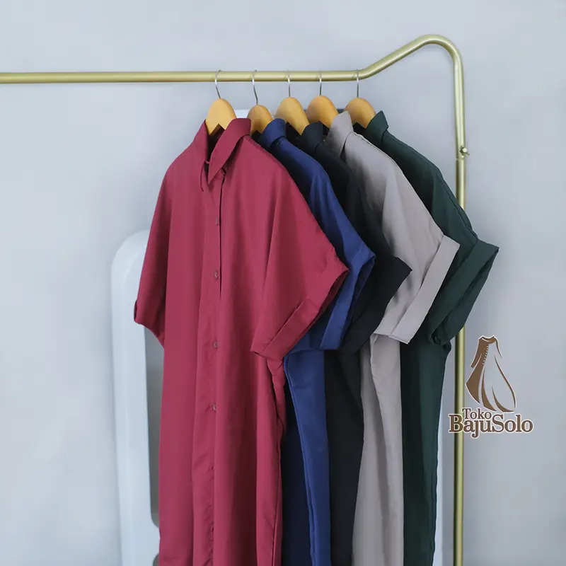 Dress Kimi Polos LD 120 130 140 XXL XXXL 5L Bahan Cotton Miracle Baju Midi Dress Wanita Size Jumbo Kancing Hidup 2