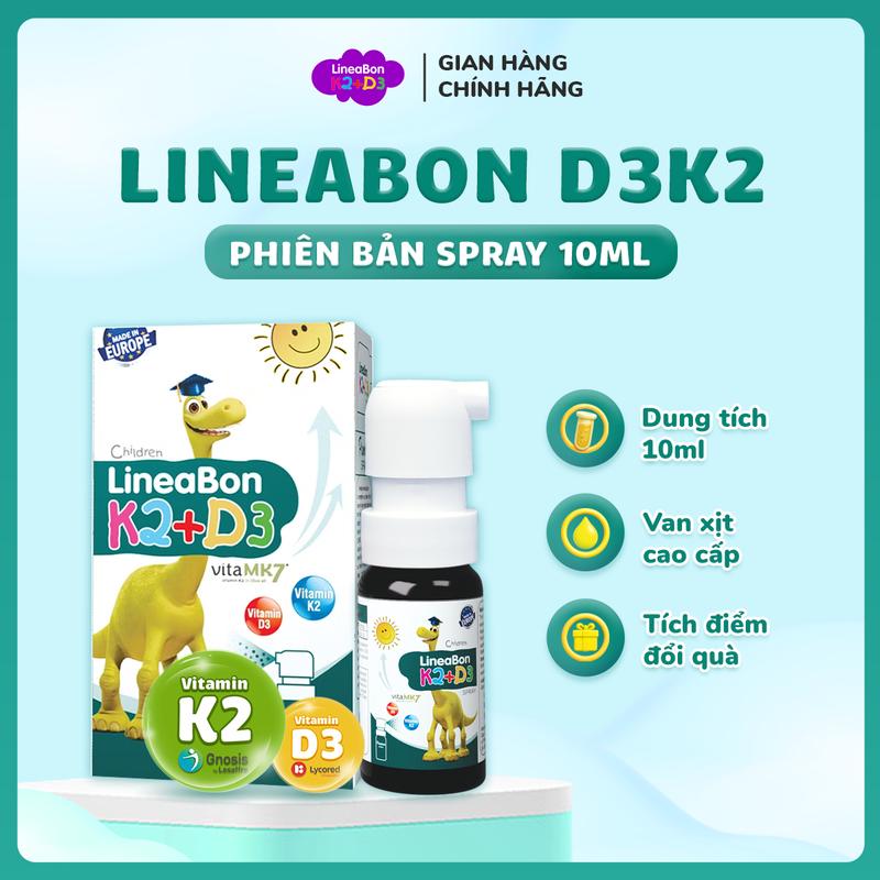 LineaBon D3K2 tinh khiết - Dạng xịt tiện lợi - Hỗ trợ hấp thu canxi cho bé Hộp 10ml Vitamin