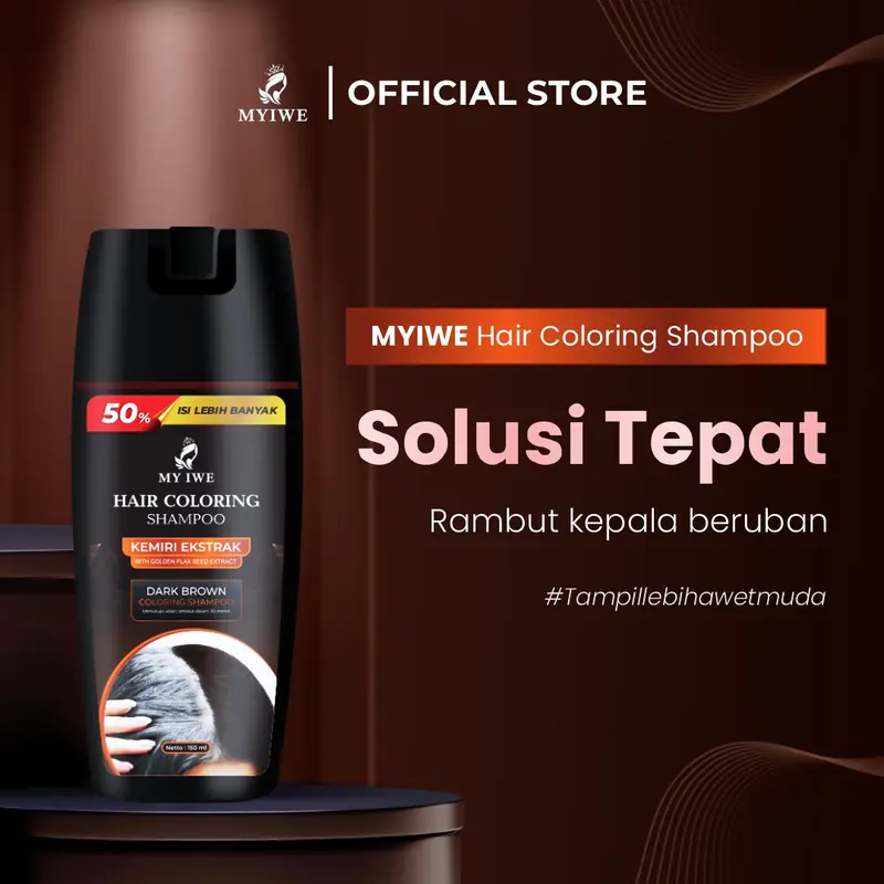 Myiwe Hair Coloring Shampo Dark Brown Penghilang Uban Warna Coklat Tua My Iwe sampo penghilang uban 0